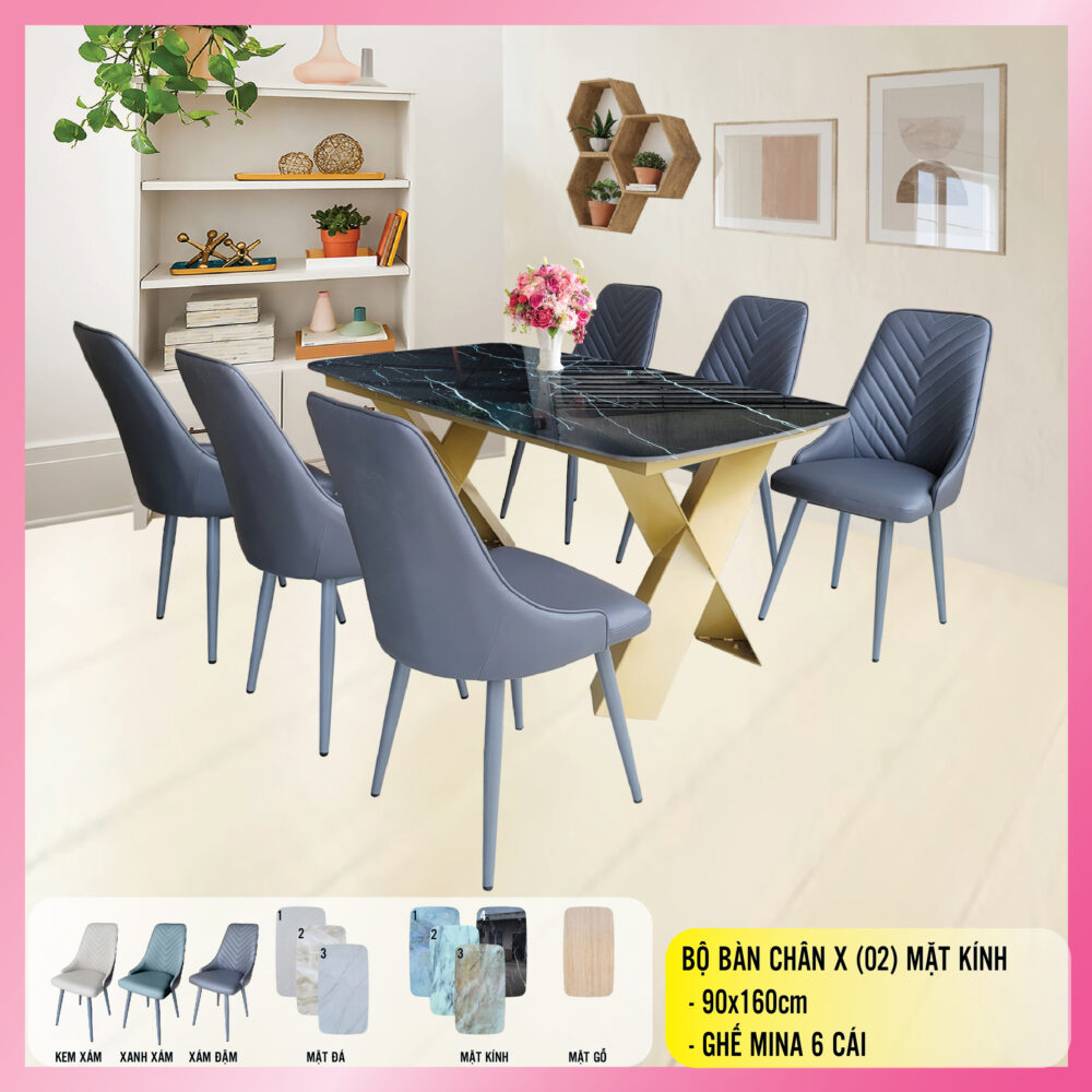 Bàn ăn chân chữ X - 02