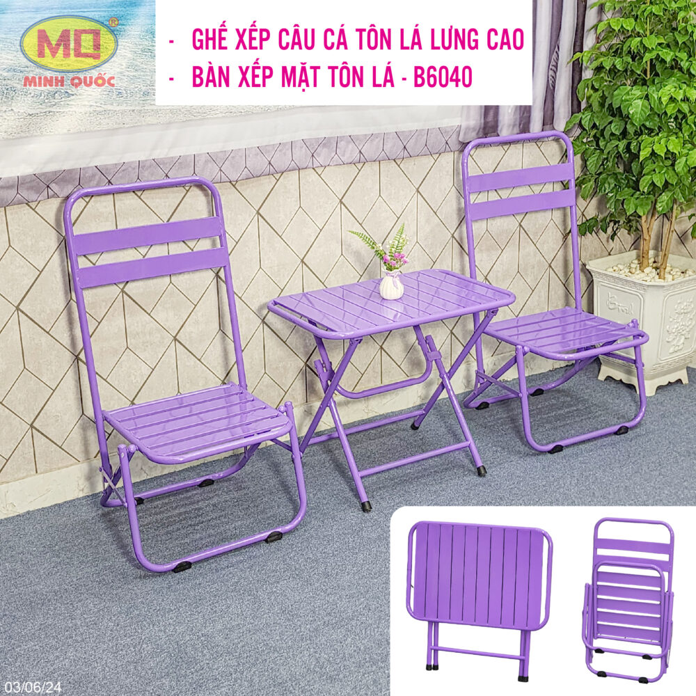 Ghế xếp câu cá tôn lá lưng cao