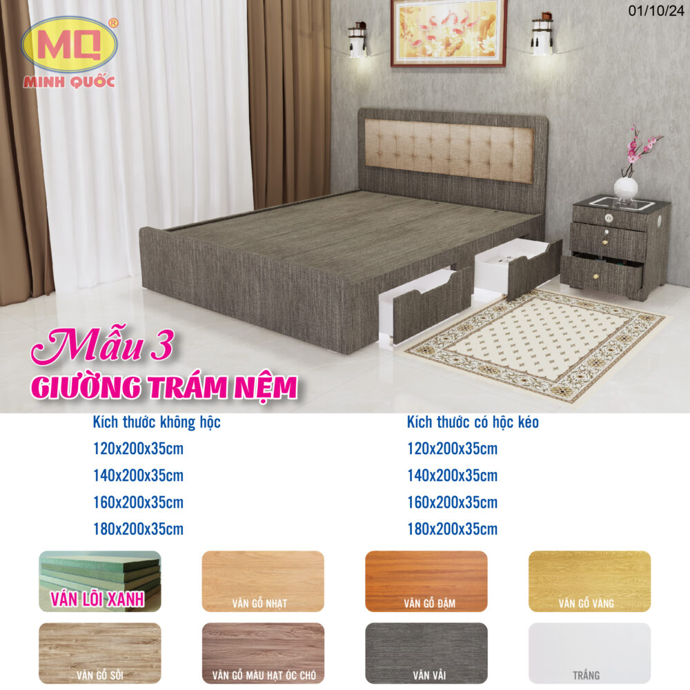 GIƯỜNG GỖ MẪU 3 - GIƯỜNG TRÁM NỆM