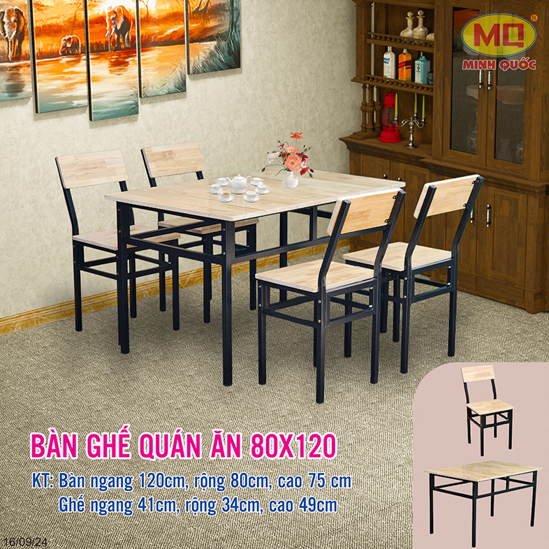 Bàn ghế quán ăn 80x120