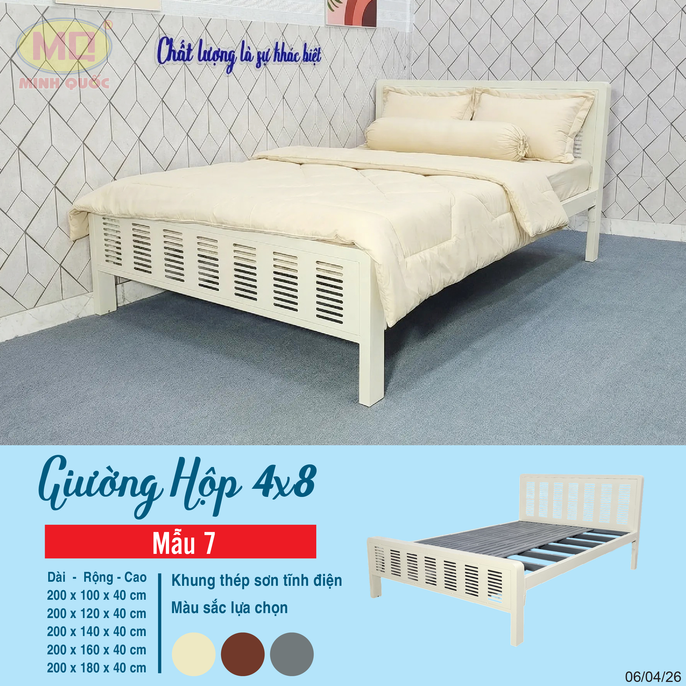Giường hộp 4x8 sơn tĩnh điện - Mẫu 7