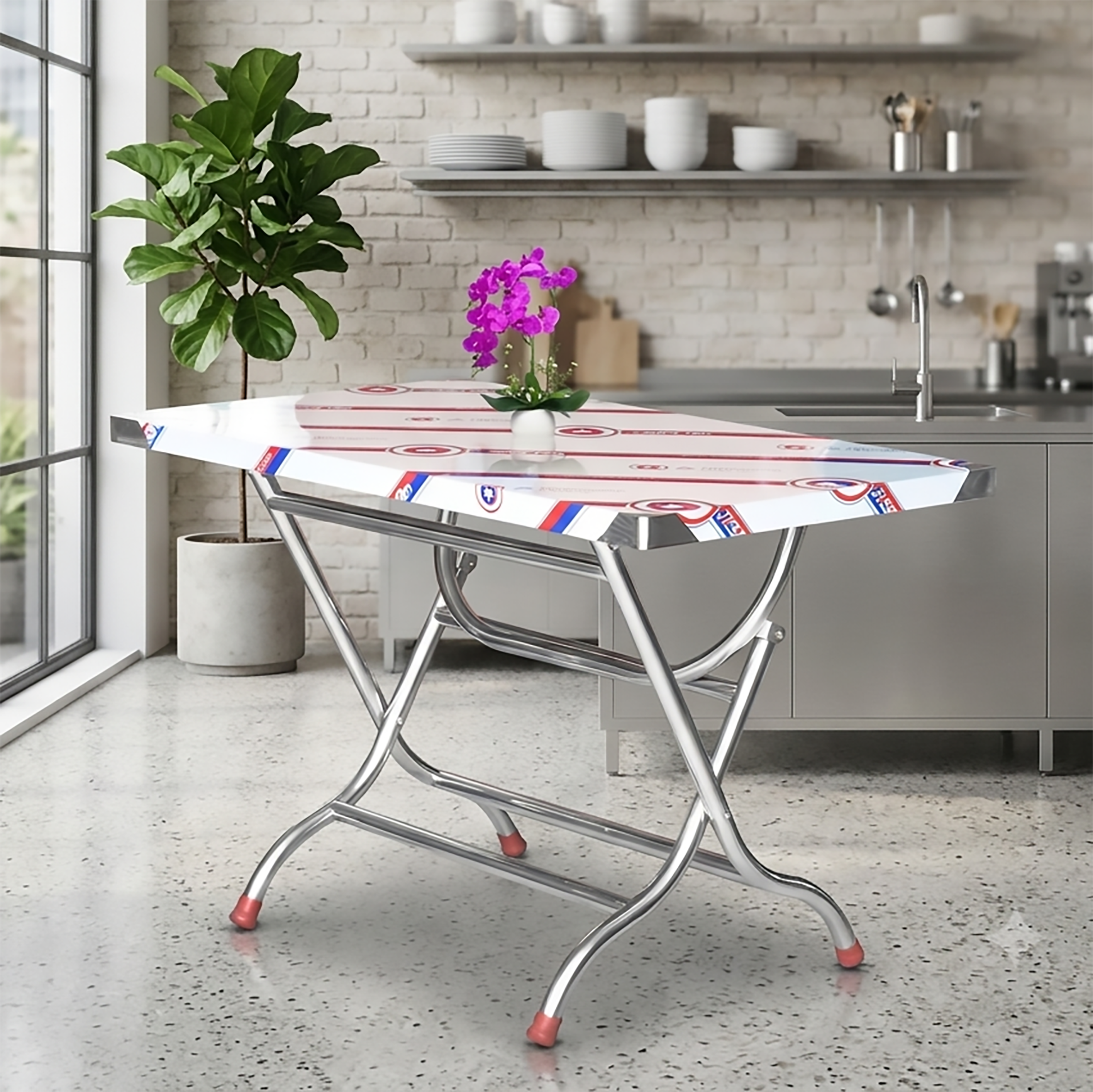 BÀN CHỮ NHẬT INOX (Decal trắng)