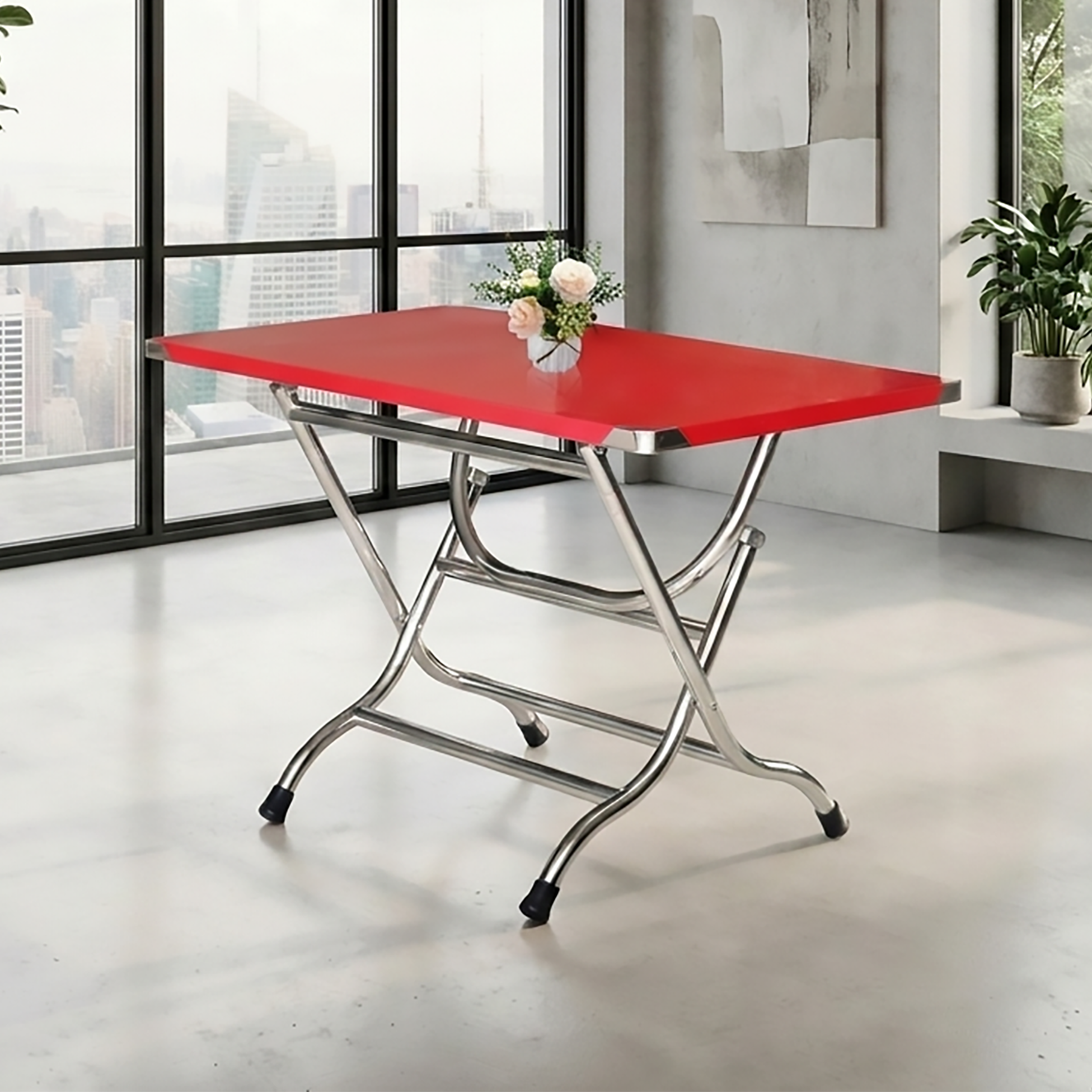 BÀN CHỮ NHẬT INOX CAO CẤP (Decal đỏ)