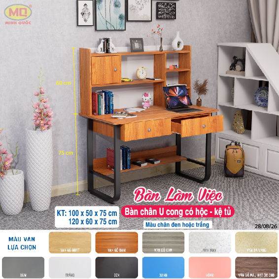 Bàn chân U cong có hộc - kệ tủ