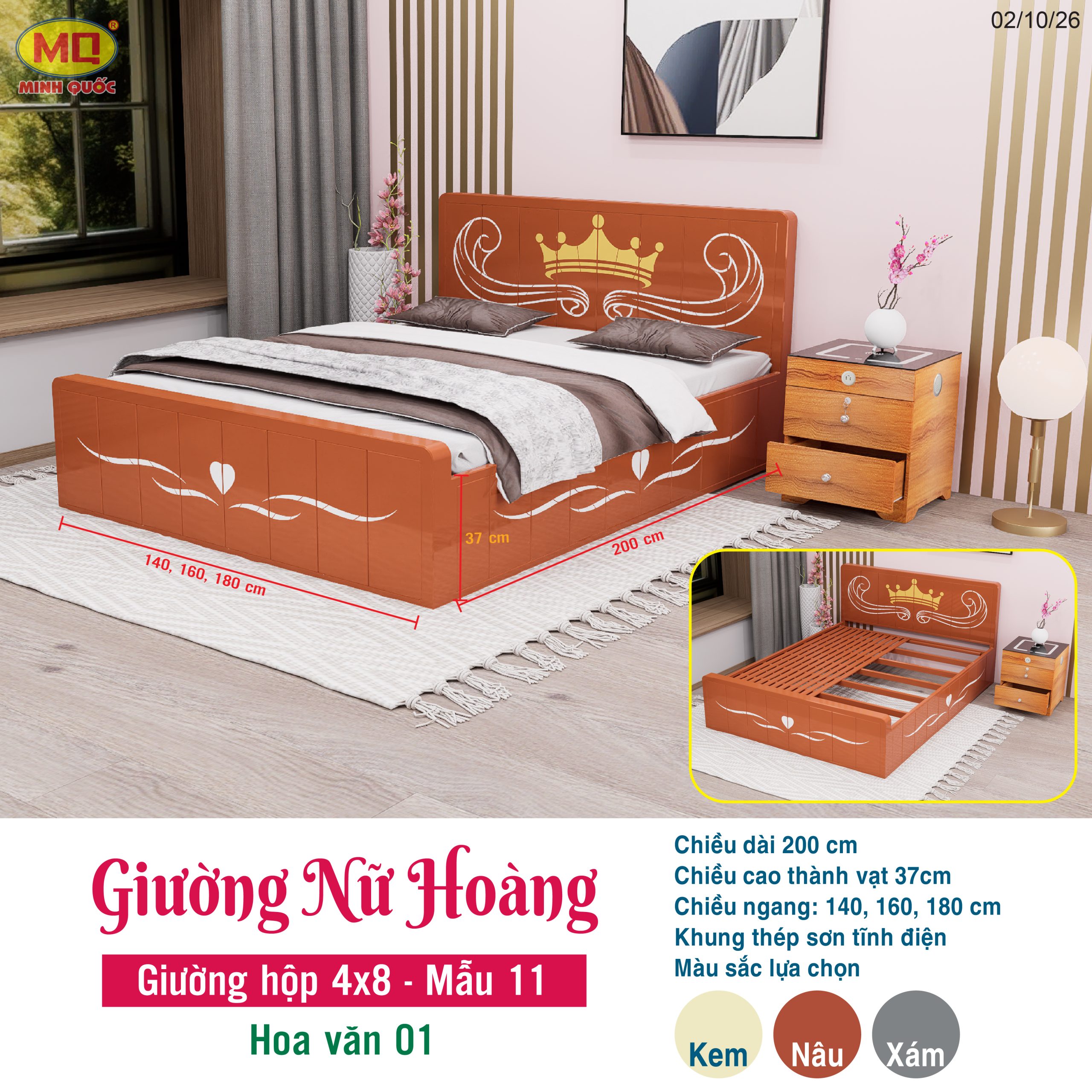 Giường Nữ Hoàng - Giường hộp 4 x 8 mẫu 11